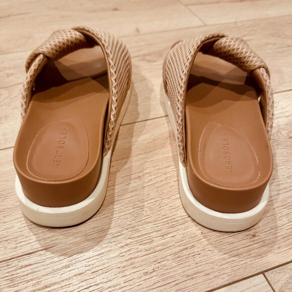 Aerosoles Size 6.5 Women's Baily Nude / Pink Chunky Platform Slide Sandals - Picture 7 of 8